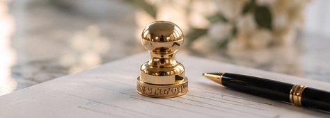Illustrated notary seal and document